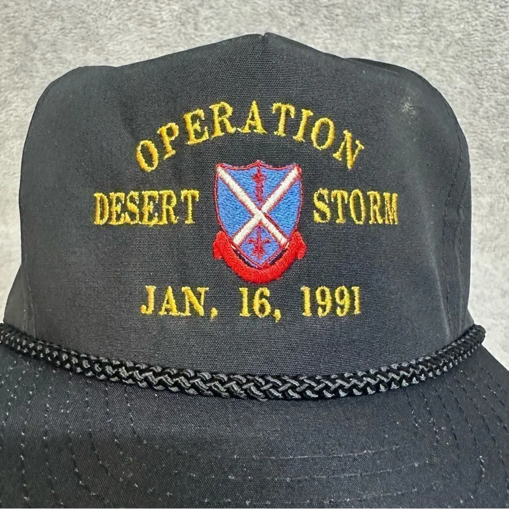 Operation Desert Storm Hat Adult‎ OSFA Black 5 Panel SnapBack Rope Brim Classic